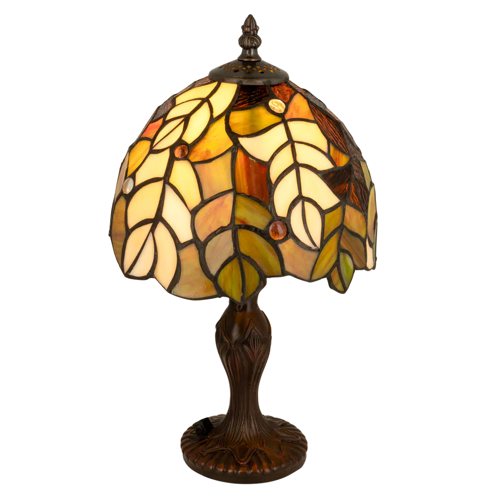 Tiffany tafellamp – Bladmotief – Ø 21 cm x H 36 cm (Art. 7015)