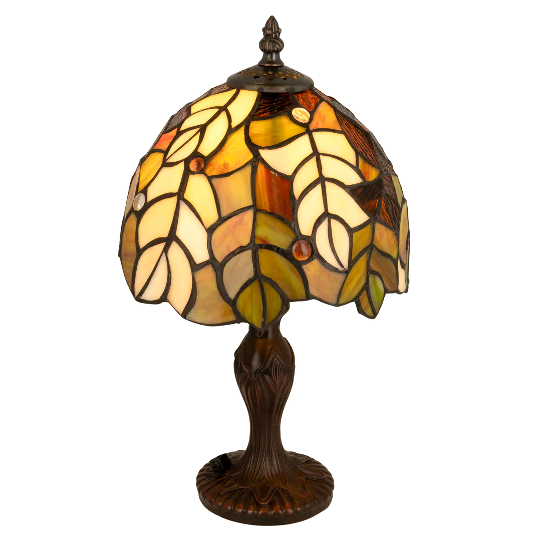 Tiffany tafellamp – Bladmotief – Ø 21 cm x H 36 cm (Art. 7015)