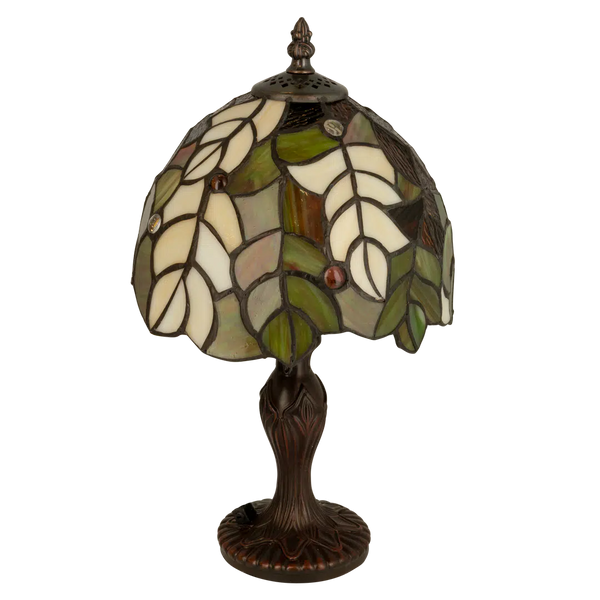 Tiffany tafellamp – Bladmotief – Ø 21 cm x H 36 cm (Art. 7015)