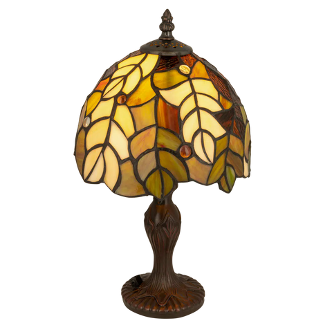 Tiffany tafellamp – Bladmotief – Ø 21 cm x H 36 cm (Art. 7015)