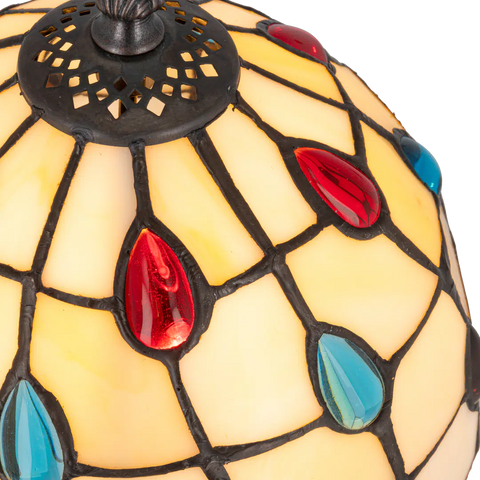 Tiffany tafellamp – Kleurrijk Druppelmotief – Ø 20 × H 36 cm (Art. 7017)