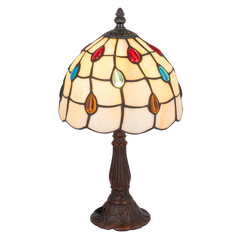 Tiffany tafellamp – Kleurrijk Druppelmotief – Ø 20 × H 36 cm (Art. 7017)