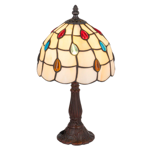 Tiffany tafellamp – Kleurrijk Druppelmotief – Ø 20 × H 36 cm (Art. 7017)