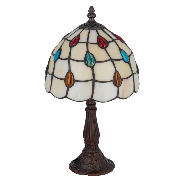 Tiffany tafellamp – Kleurrijk Druppelmotief – Ø 20 × H 36 cm (Art. 7017)