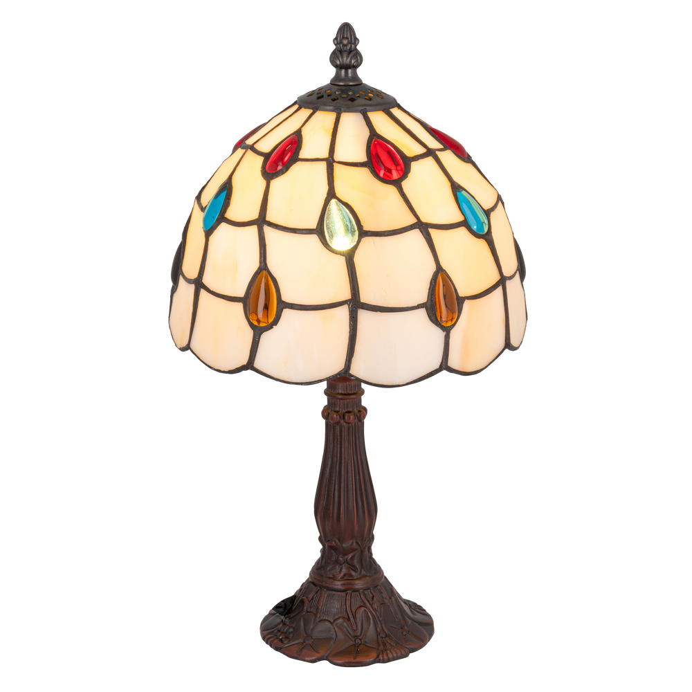 Tiffany tafellamp – Kleurrijk Druppelmotief – Ø 20 × H 36 cm (Art. 7017)