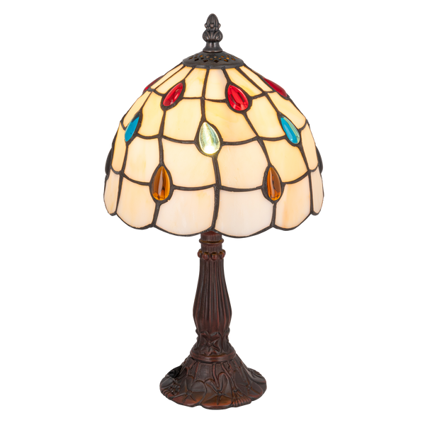 Tiffany tafellamp – Kleurrijk Druppelmotief – Ø 20 × H 36 cm (Art. 7017)