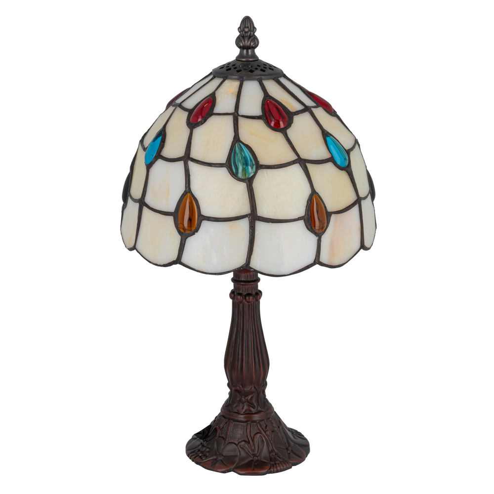 Tiffany tafellamp – Kleurrijk Druppelmotief – Ø 20 × H 36 cm (Art. 7017)