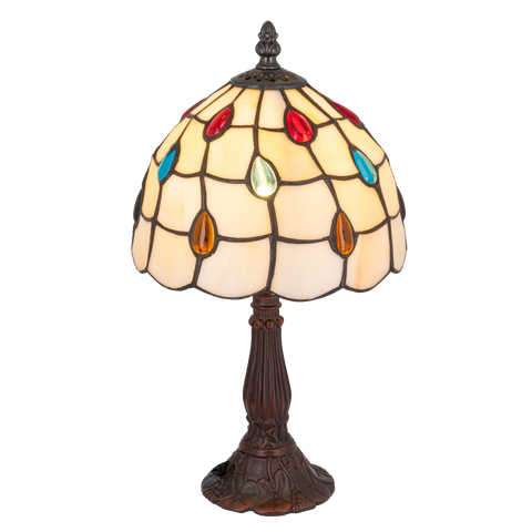 Tiffany tafellamp – Kleurrijk Druppelmotief – Ø 20 × H 36 cm (Art. 7017)