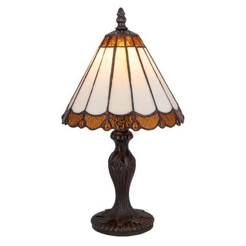 Tiffany tafellamp – Verfijnde Zuilpanelen – Ø 20 × H 36 cm (Art. 7018)