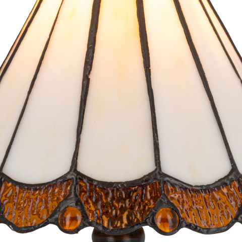 Tiffany tafellamp – Verfijnde Zuilpanelen – Ø 20 × H 36 cm (Art. 7018)