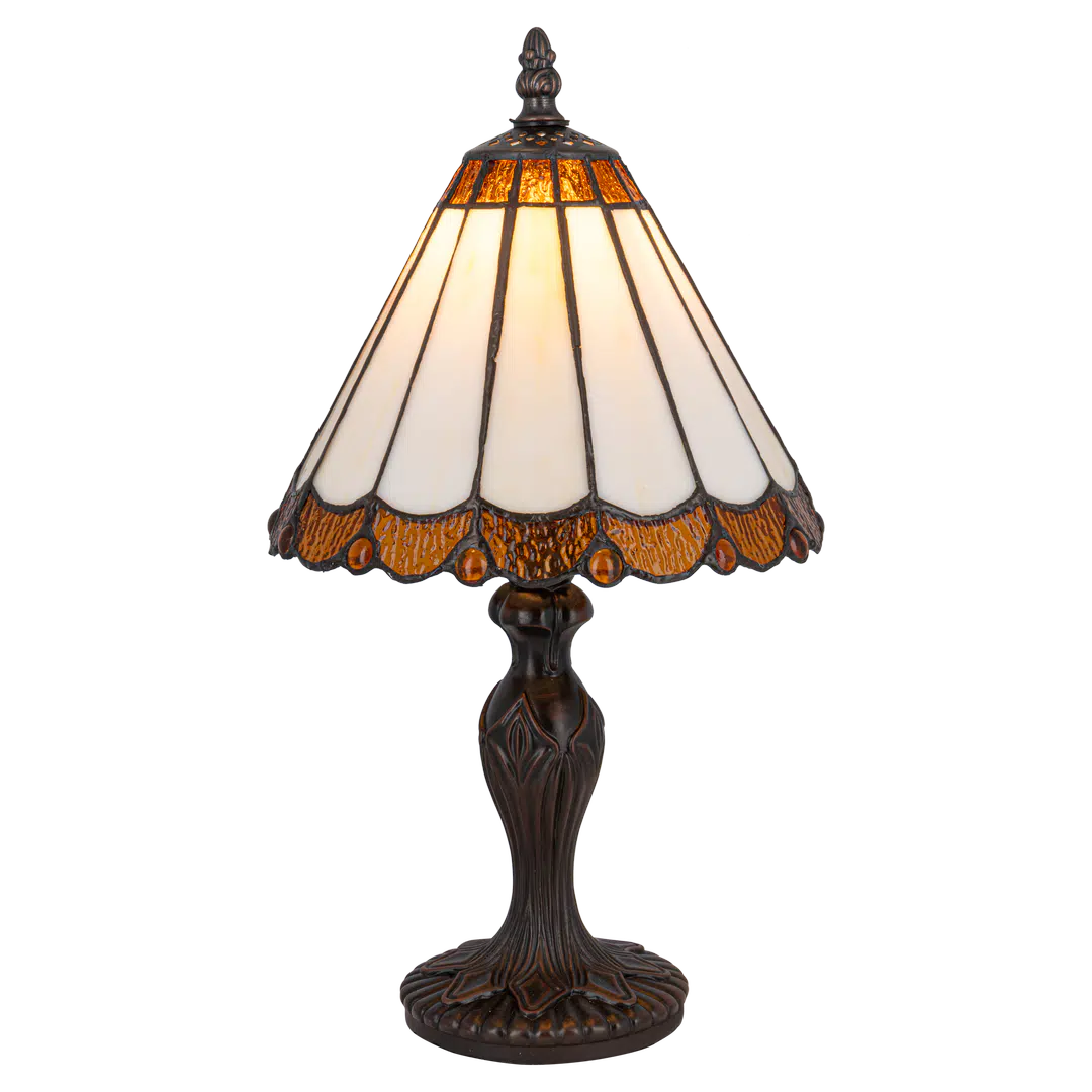 Tiffany tafellamp – Verfijnde Zuilpanelen – Ø 20 × H 36 cm (Art. 7018)