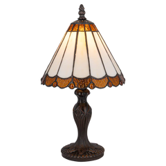 Tiffany tafellamp – Verfijnde Zuilpanelen – Ø 20 × H 36 cm (Art. 7018)