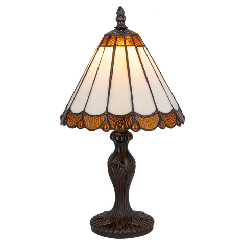 Tiffany tafellamp – Verfijnde Zuilpanelen – Ø 20 × H 36 cm (Art. 7018)