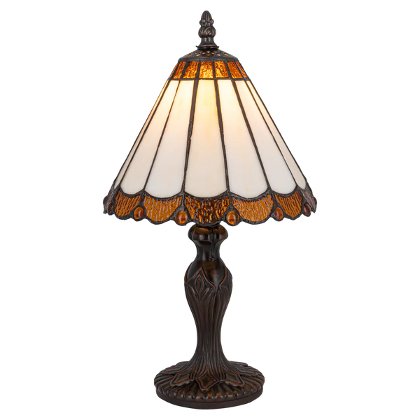 Tiffany tafellamp – Verfijnde Zuilpanelen – Ø 20 × H 36 cm (Art. 7018)