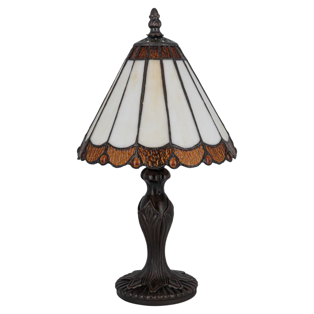 Tiffany tafellamp – Verfijnde Zuilpanelen – Ø 20 × H 36 cm (Art. 7018)