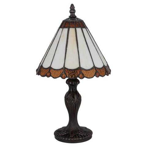 Tiffany tafellamp – Verfijnde Zuilpanelen – Ø 20 × H 36 cm (Art. 7018)