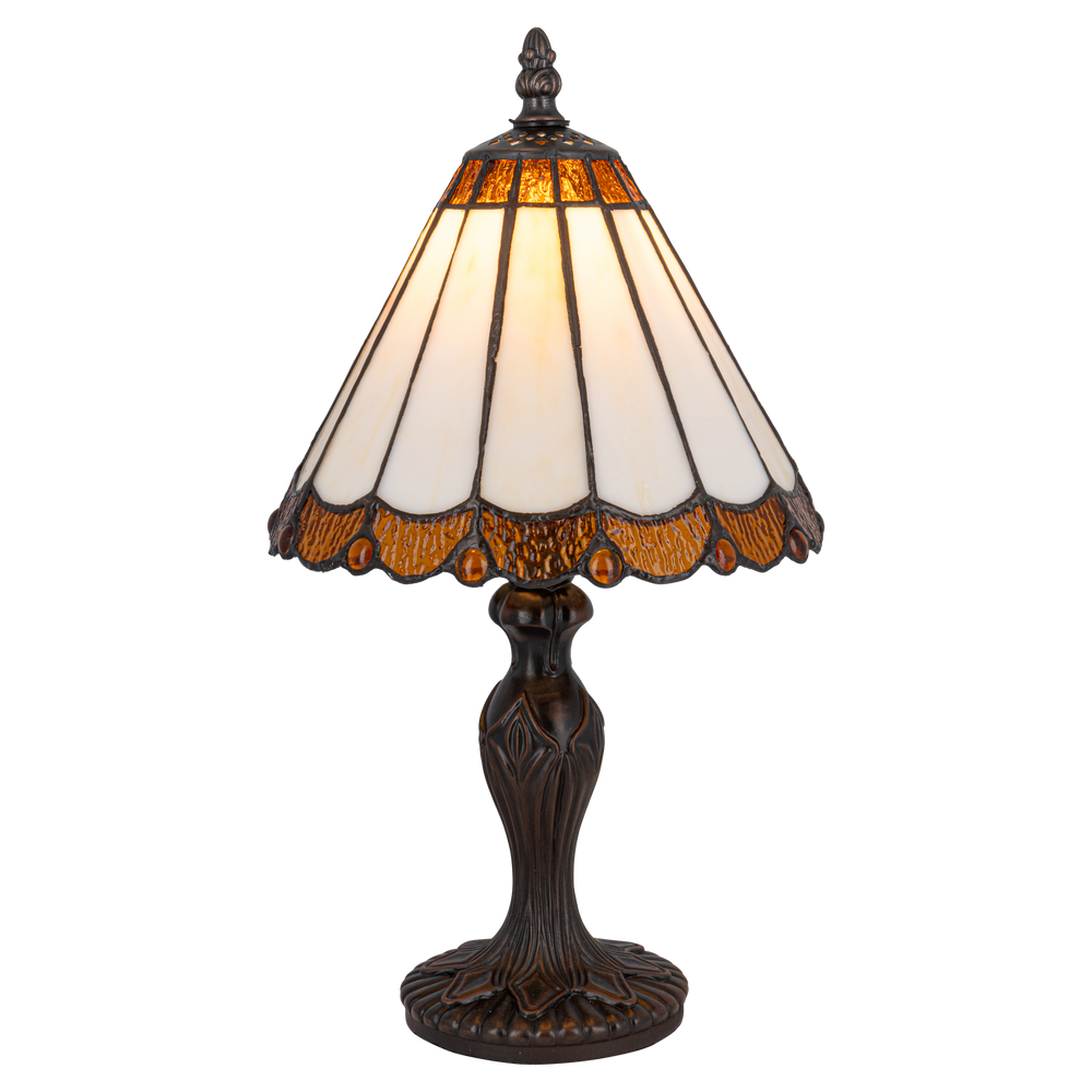 Tiffany tafellamp – Verfijnde Zuilpanelen – Ø 20 × H 36 cm (Art. 7018)