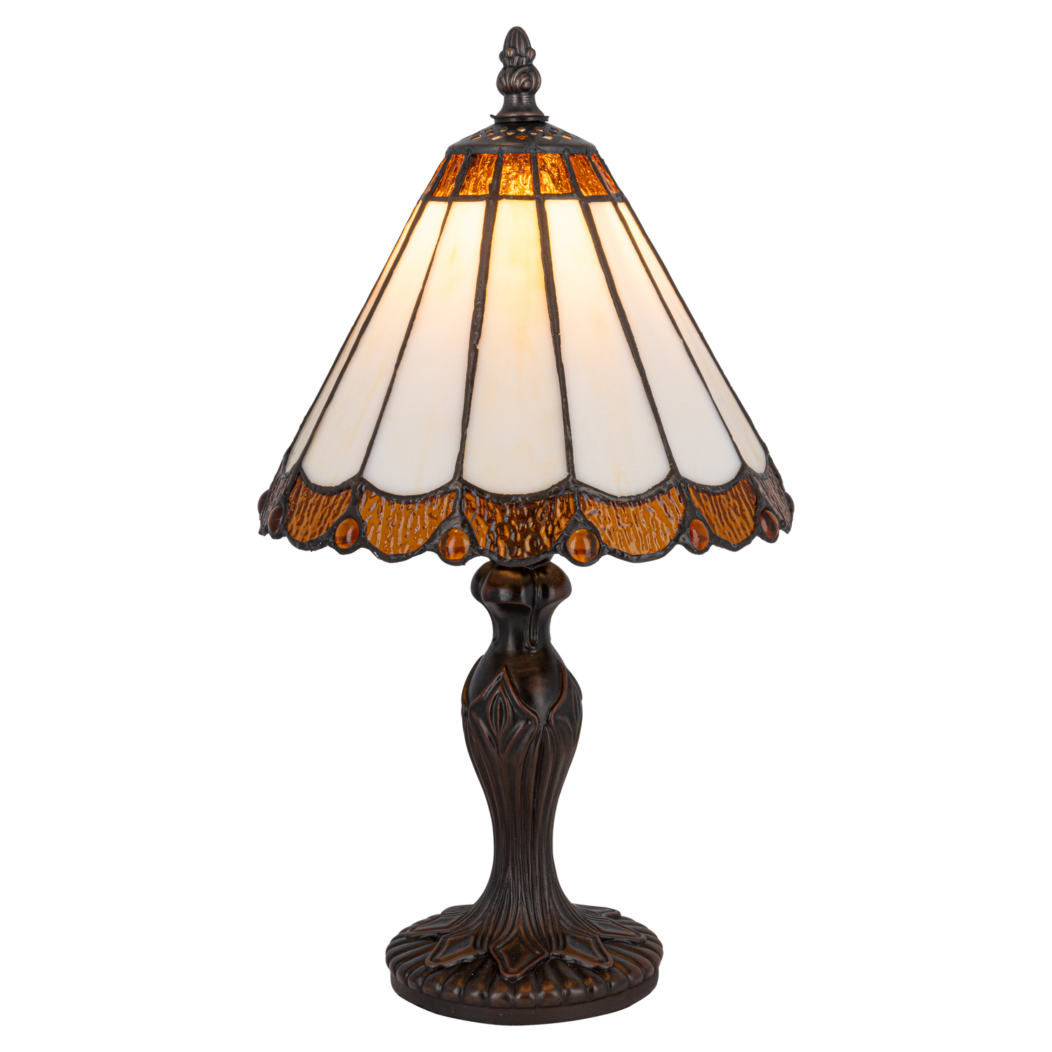 Tiffany tafellamp – Verfijnde Zuilpanelen – Ø 20 × H 36 cm (Art. 7018)