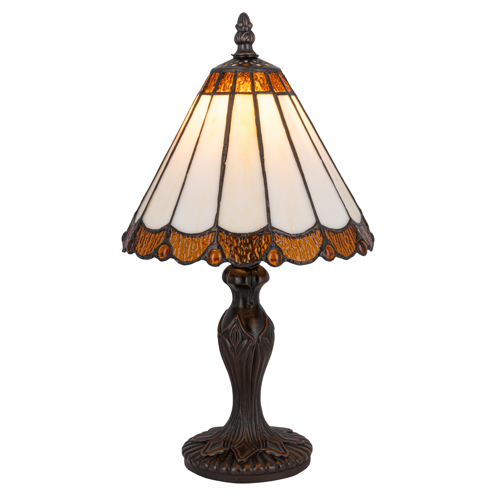 Tiffany tafellamp – Verfijnde Zuilpanelen – Ø 20 × H 36 cm (Art. 7018)