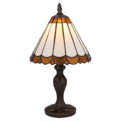 Tiffany tafellamp – Verfijnde Zuilpanelen – Ø 20 × H 36 cm (Art. 7018)