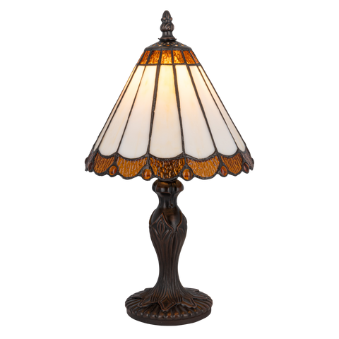 Tiffany tafellamp – Verfijnde Zuilpanelen – Ø 20 × H 36 cm (Art. 7018)