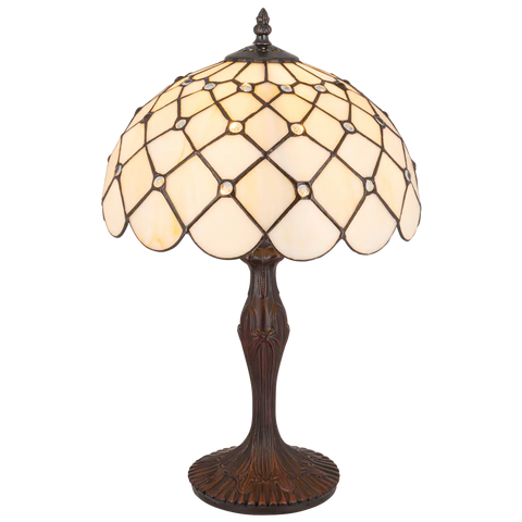 Tiffany tafellamp – Ruitpatroon – Ø 30 × H 46,5 cm (Art. 7021)