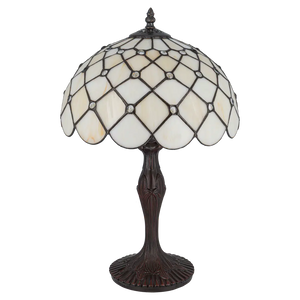 Tiffany tafellamp – Ruitpatroon – Ø 30 × H 46,5 cm (Art. 7021)