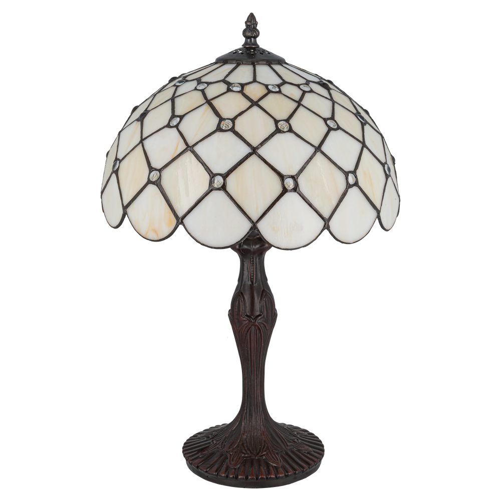 Tiffany tafellamp – Ruitpatroon – Ø 30 × H 46,5 cm (Art. 7021)