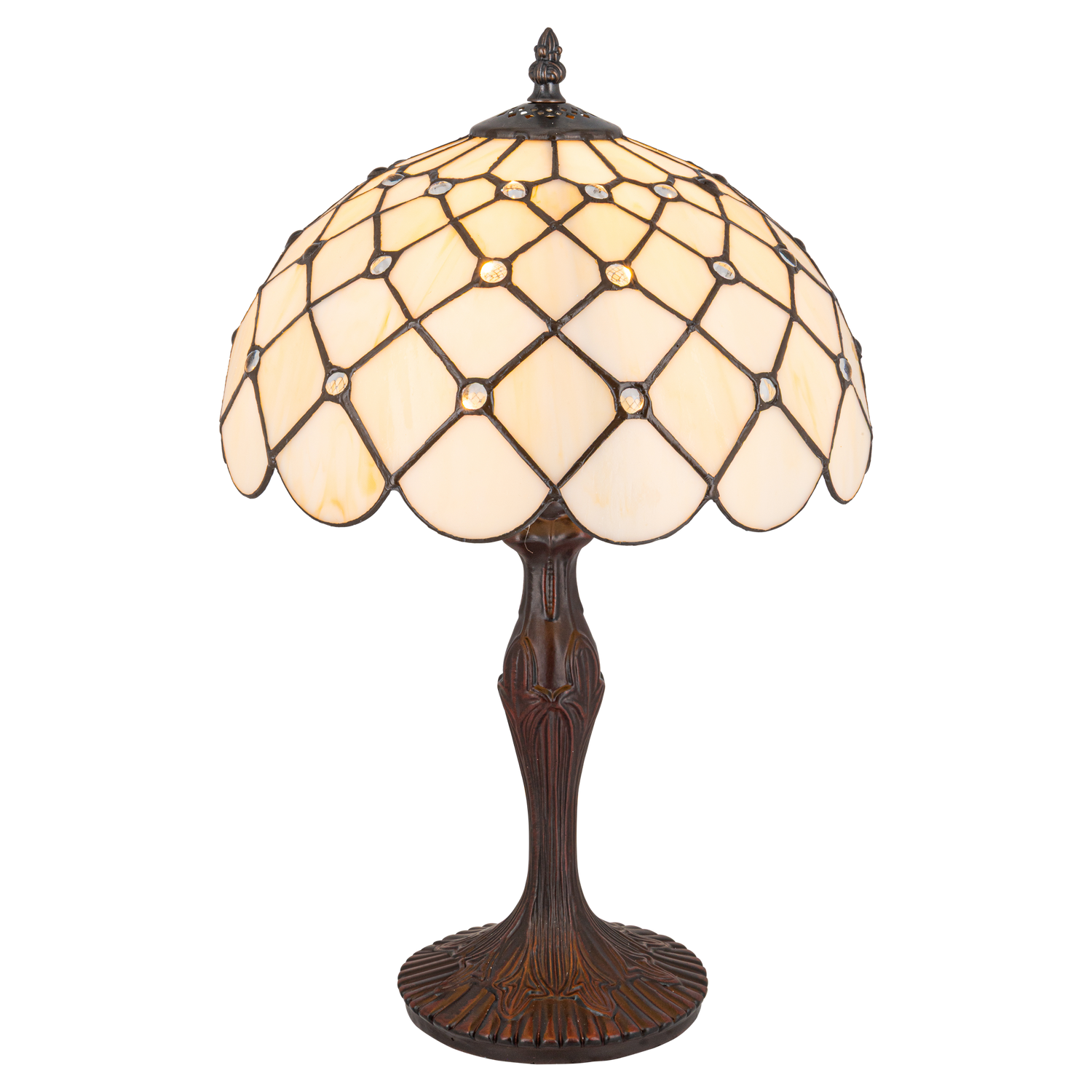 Tiffany tafellamp – Ruitpatroon – Ø 30 × H 46,5 cm (Art. 7021)