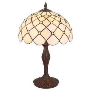 Tiffany tafellamp – Ruitpatroon – Ø 30 × H 46,5 cm (Art. 7021)