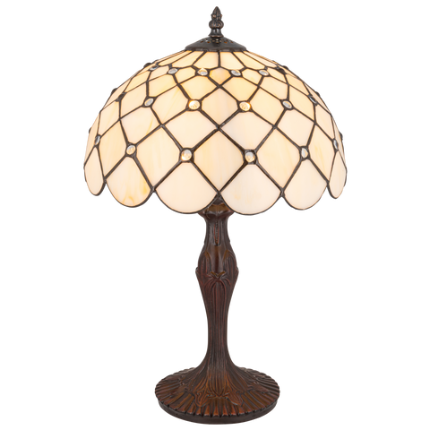 Tiffany tafellamp – Ruitpatroon – Ø 30 × H 46,5 cm (Art. 7021)