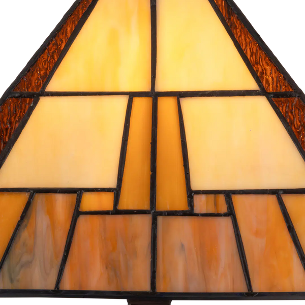 Tiffany tafellamp – Geometrisch ontwerp – L 30,5 × B 30,5 × H 49 cm (Art. 7022)