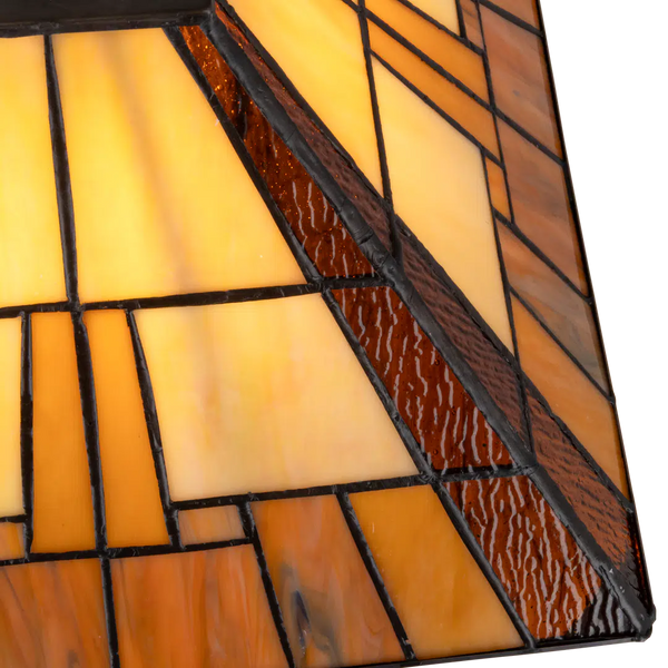 Tiffany tafellamp – Geometrisch ontwerp – L 30,5 × B 30,5 × H 49 cm (Art. 7022)