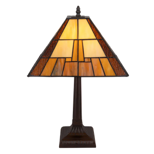 Tiffany tafellamp – Geometrisch ontwerp – L 30,5 × B 30,5 × H 49 cm (Art. 7022)