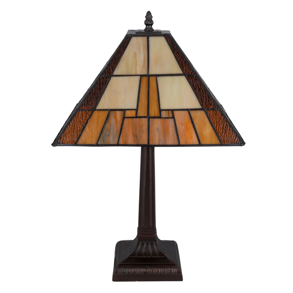 Tiffany tafellamp – Geometrisch ontwerp – L 30,5 × B 30,5 × H 49 cm (Art. 7022)