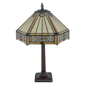 Tiffany tafellamp – Geometrisch patroon –  Ø 31 CM x H 45 CM (Art. 7023)