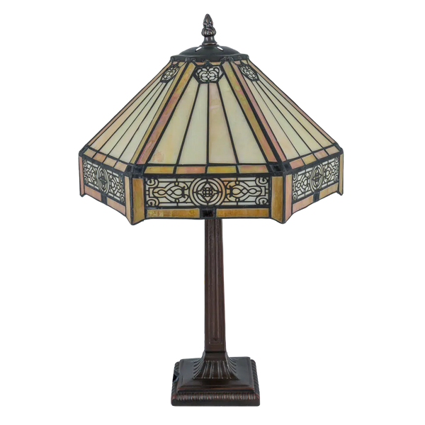 Tiffany tafellamp – Geometrisch patroon –  Ø 31 CM x H 45 CM (Art. 7023)