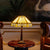 Tiffany tafellamp Geometrisch Sierpatroon – Crème & Amber Ornamentband – H 45 cm – Art. 7023