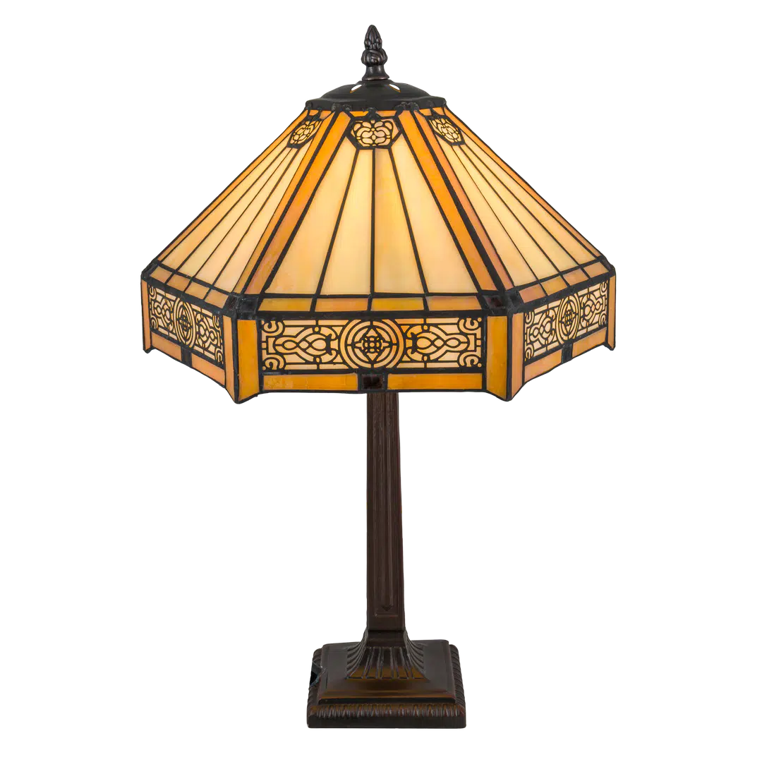 Tiffany tafellamp – Geometrisch patroon –  Ø 31 CM x H 45 CM (Art. 7023)