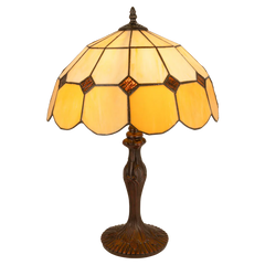 Tiffany tafellamp – Crème & Honingglas – Ø 36 × H 52 cm (Art. 7025)