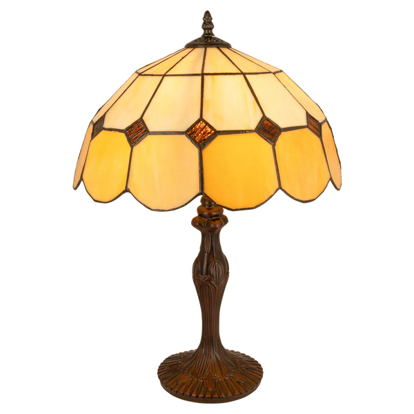 Tiffany tafellamp – Crème & Honingglas – Ø 36 × H 52 cm (Art. 7025)