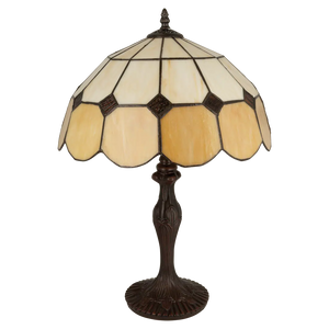 Tiffany tafellamp – Crème & Honingglas – Ø 36 × H 52 cm (Art. 7025)