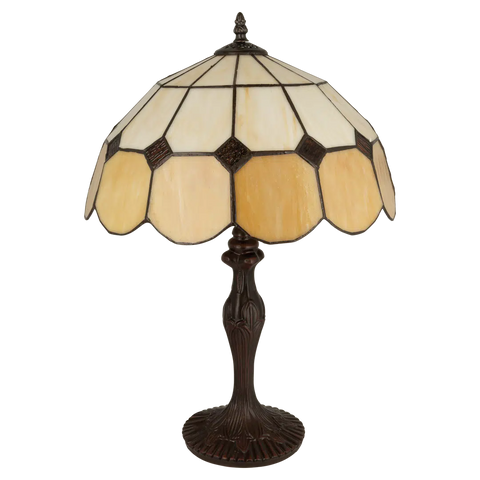 Tiffany tafellamp – Crème & Honingglas – Ø 36 × H 52 cm (Art. 7025)