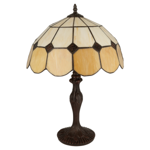 Tiffany tafellamp – Crème & Honingglas – Ø 36 × H 52 cm (Art. 7025)