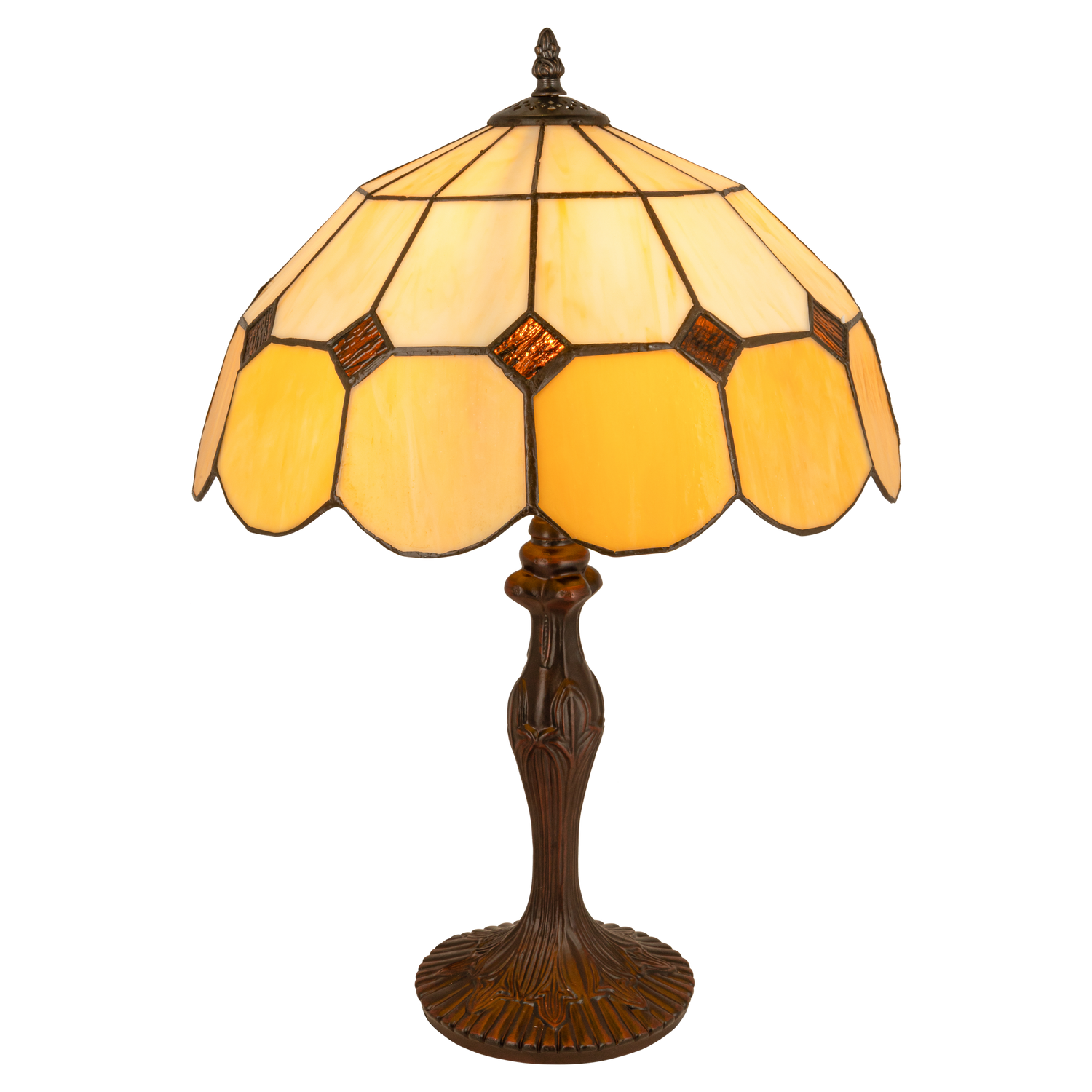 Tiffany tafellamp – Crème & Honingglas – Ø 36 × H 52 cm (Art. 7025)