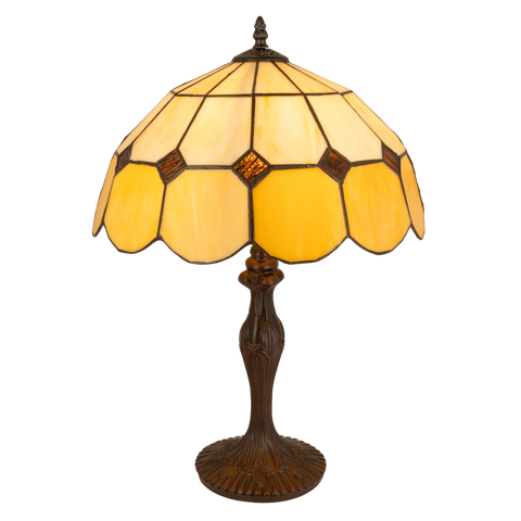 Tiffany tafellamp – Crème & Honingglas – Ø 36 × H 52 cm (Art. 7025)