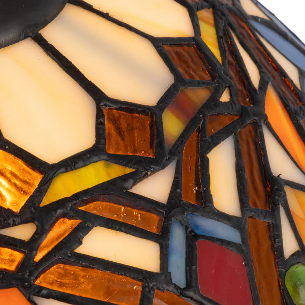 Tiffany tafellamp – Blauw & Amber Patroon – Ø 30 × H 46,5 cm (Art. 7026)