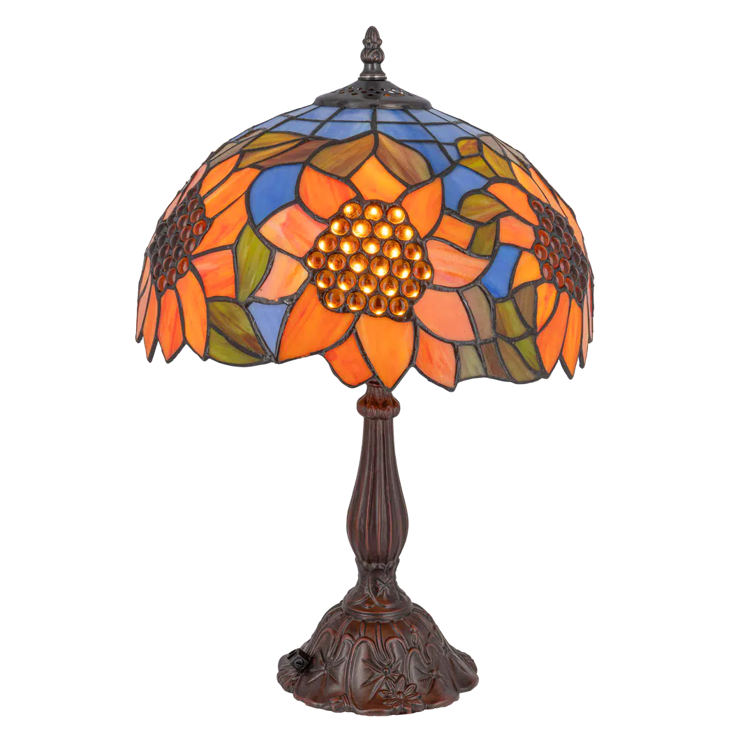 Tiffany tafellamp – Bloemendessin – Ø 32 × H 47 cm (Art. 7029)