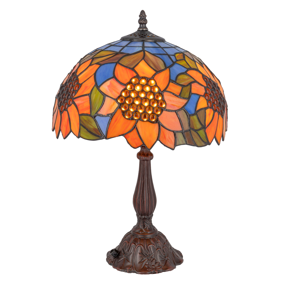 Tiffany tafellamp – Bloemendessin – Ø 32 × H 47 cm (Art. 7029)