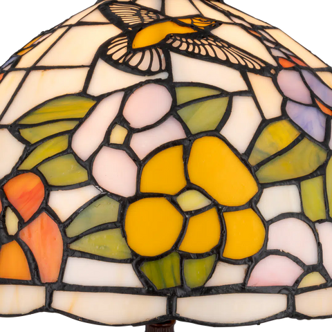 Tiffany tafellamp – Bloemen & Kolibri motief – Ø 30 cm x H 47 cm (Art. 7030)